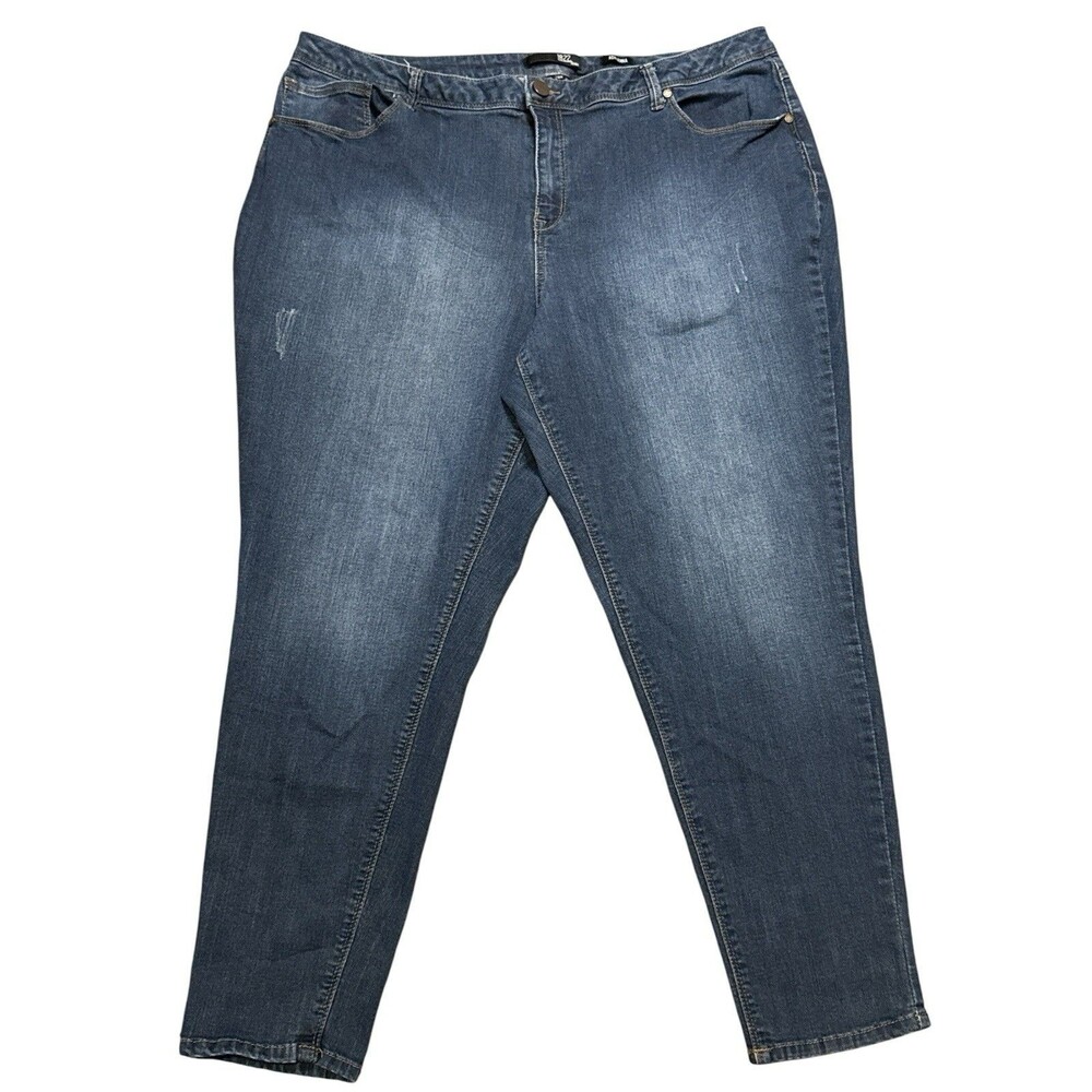 Adrianna Skinny Women's Size 24W Mid-Rise Dark Wash‎ Distressed Jeans Plus Size